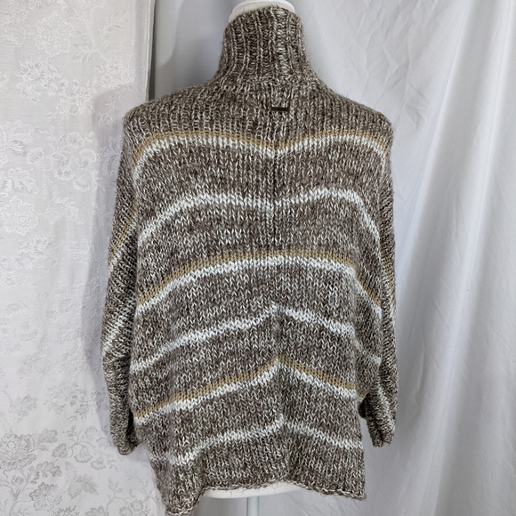 Billabong EUC cardigan sweater Designer's Closet large metallic gold brown white - Picture 8 of 16